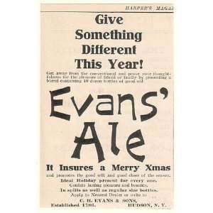  1908 Evans Ale Insures a Merry Xmas Print Ad (50802)
