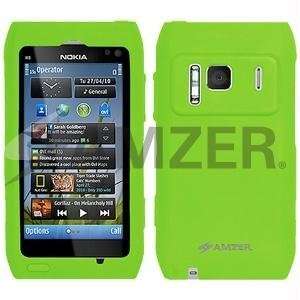  New Amzer Silicone Skin Jelly Case   Green For Nokia N8 