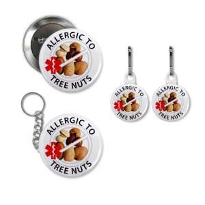 ALLERGIC to TREE NUTS Allergy Medical Alert Button Zipper Pull Charms 