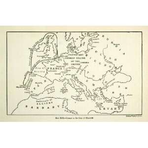  1926 Lithograph Vintage Map Golden Age Elizabethan Era 