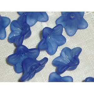  Matte Royal Blue Lily Lucite Flower Beads Arts, Crafts 