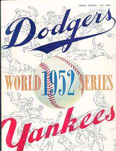 1952 Dodgers World Series Program nrmt  