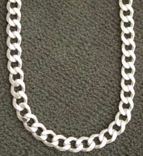 Sterling Silver Curb 8mm Mens Chain Necklace Italy .925  