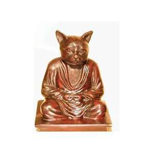  Meditating Cat  Mahogany Resin