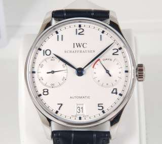 New* IWC PORTUGUESE AUTOMATIC 7DAY POWER RESERVE Steel IW500107 white 