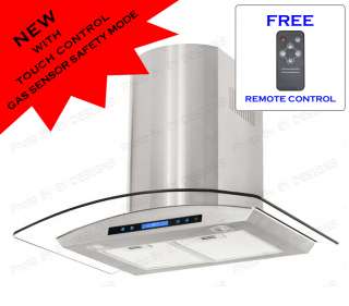 NEW 36 WALL MOUNT RANGE HOOD GLASS AND STAINLESS STEEL  