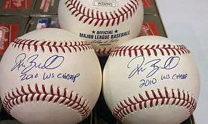 PAT BURRELL (Phillies, Giants) signed 2010 WS Champs baseball  JSA 