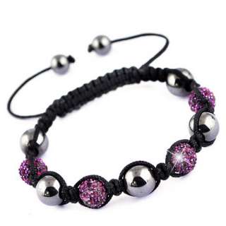   Bracelet Chain Macrame Crystal Disco(4p) Ball Hematite Beads Hip Hop