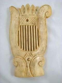 Antique Vintage Carved Ox Bone Fragment Piece Jubilee Harp  