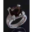 judith ripka smokey quartz and diamond fontaine split shank ring