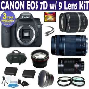  Canon EOS 7D 9 Lens Deluxe Kit with EF S 18 55mm f/3.5 5.6 