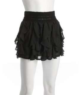 Free People black cotton voile ruffle mini skirt   