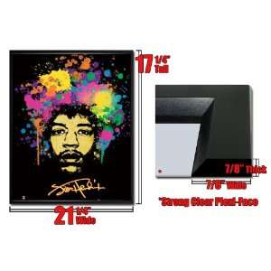   Framed Jimi Hendrix Poster Paint Splatter Drops 16728: Home & Kitchen