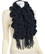 style #309393502 navy cashmere fringe squiggle scarf