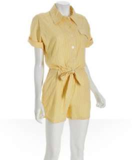Marc by Marc Jacobs yellow stripe cotton button front romper  BLUEFLY 