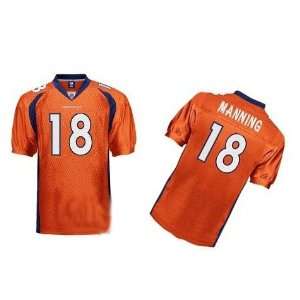 NFL Player Denver Broncos Jersey #18 Peyton Manning Orange Authentic 