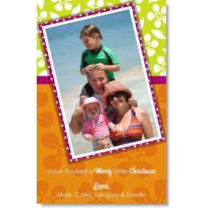  Green And Orange Tropical Digital Photo Holiday Cards 