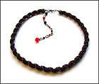 Necklace seed beads tubular peyote Gothic black red