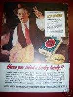 1939 Lucky Strike Cigarettes Tobacco Auctioneer Ball Ad  