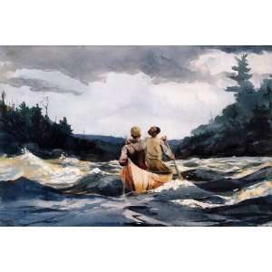 Oil Painting Canoe in the Rapids Winslow Homer Hand 