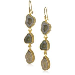 Heather Benjamin Sea Mexican Geode Earrings and Plated Bezel