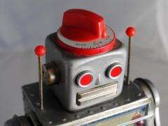 RARE Vintage 50s Toy Battery Op ROBERT the ROBOT See Thru Gears Red 