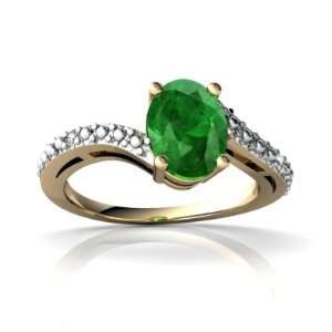    14K Yellow Gold Oval Genuine Emerald Ring Size 4.5: Jewelry