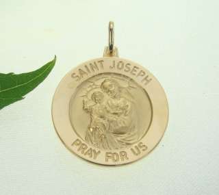14K Yellow Gold Saint St Joseph Medal Pendant  