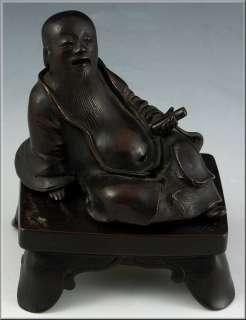 18th Century Chinese Bronze Figural Bearded Man Incense Burner  