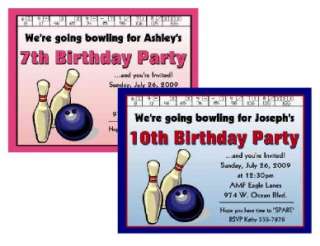 20 BOWLING BIRTHDAY PARTY INVITATIONS Personalized  