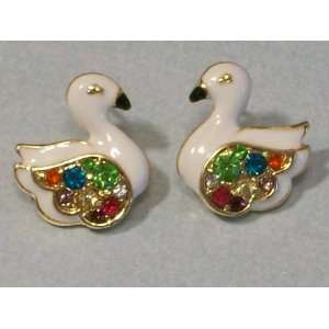 ANNA SUI White Swan Stud Earrings