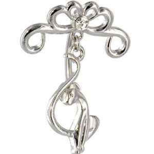  Silver Baby Phat Top Mount Crystal Fan Belly Ring: Jewelry