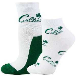   Celtics Ladies White Quarter & Footie 2 Pack Socks