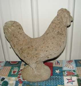 Vintage Concrete Rooster Hen Mold Yard Garden Ornament