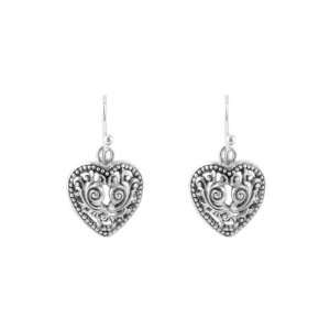  Barse Sterling Silver Beaded Scroll Heart Earring: Jewelry