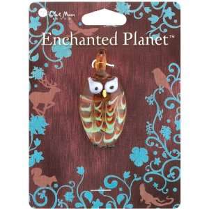  Blue Moon Enchanted Planet Glass Pendants, Owl, Orange 