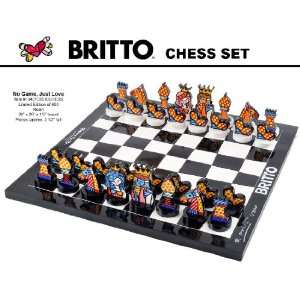  Romero Britto No Game, Just Love Chess Set Everything 