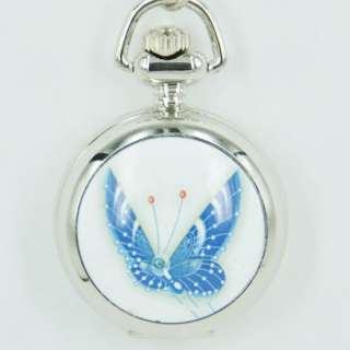 Butterfly Quartz Necklace Pendant Clock Pocket Watch uk  