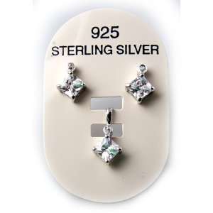  Sterling Silver Earring   Pendant Set with 18 Necklace 