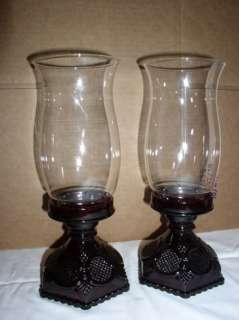 Two (2) Avon Cape Cod Ruby Red Hurricane Candle Holder  