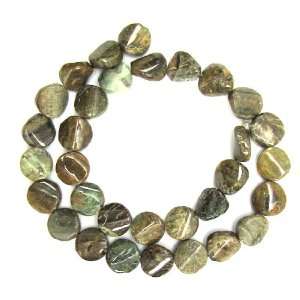    12mm snake skin jasper twist coin beads 16 strand