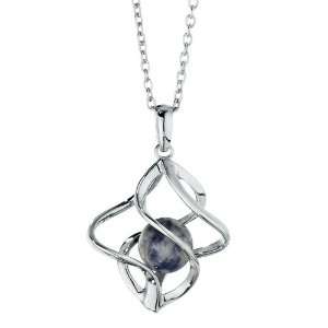  Ze Sterling Silver Caged Blue Pyrite Bead Pendant. 22 