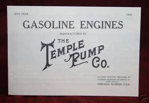 Temple Pump CO. Engine Manual & Booklet hit & miss  