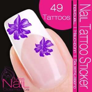  Nail Tattoo Sticker Blossom / Flower   purple: Beauty