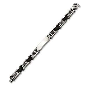  Stainless Steel Square ID Link Bracelet 8.5in: Jewelry