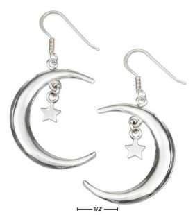 Sterling Silver Moon & Dangling Star FW Earrings  