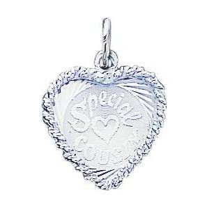  Sterling Silver Special Cousin Heart Charm: Jewelry