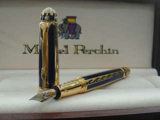 Michel Perchin 1995 Faberge Blue and Gold Fountain Pen  