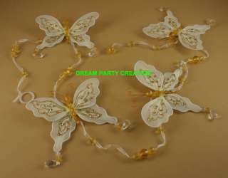 GOLD GLITTER Hanging BUTTERFLIES Decor Acrylic Beads  