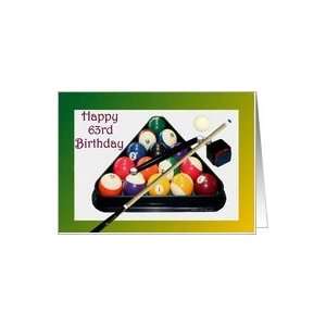   Age Specific 63rd ~ Racked Pool Balls, Cue & Chalk Card Toys & Games
